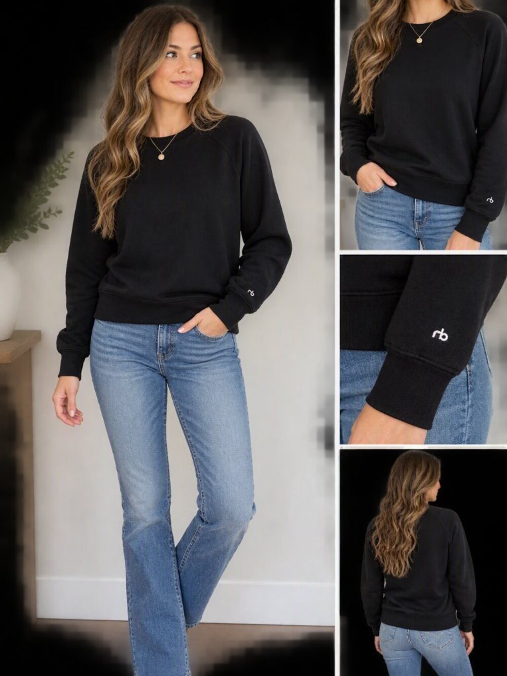 Rag & bone Black womens large Crewneck Sweatshirt 100% cotton